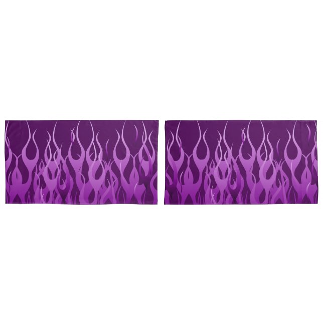 Housse D'oreillers Flammes de course violette en feu (devant-Set)