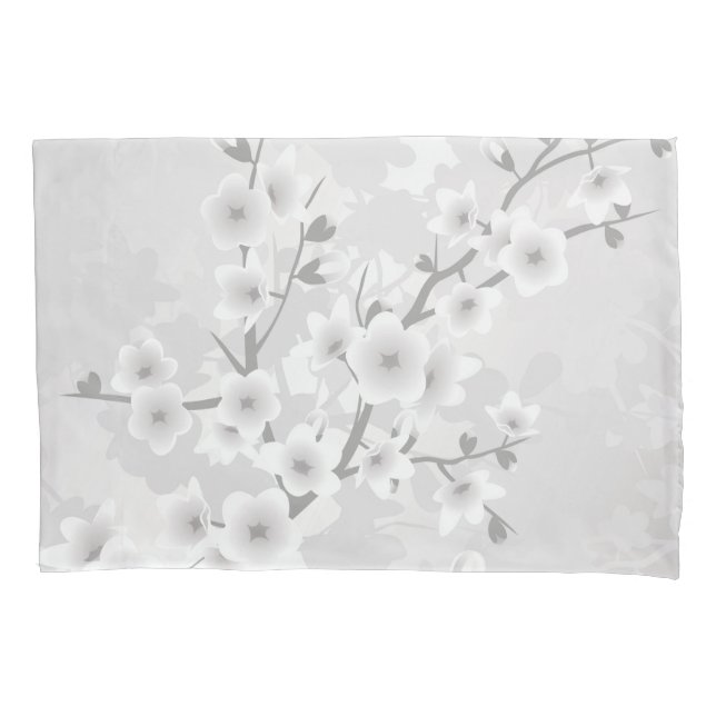 Housse D'oreillers Fleur de cerisier gris chaud  (devant)
