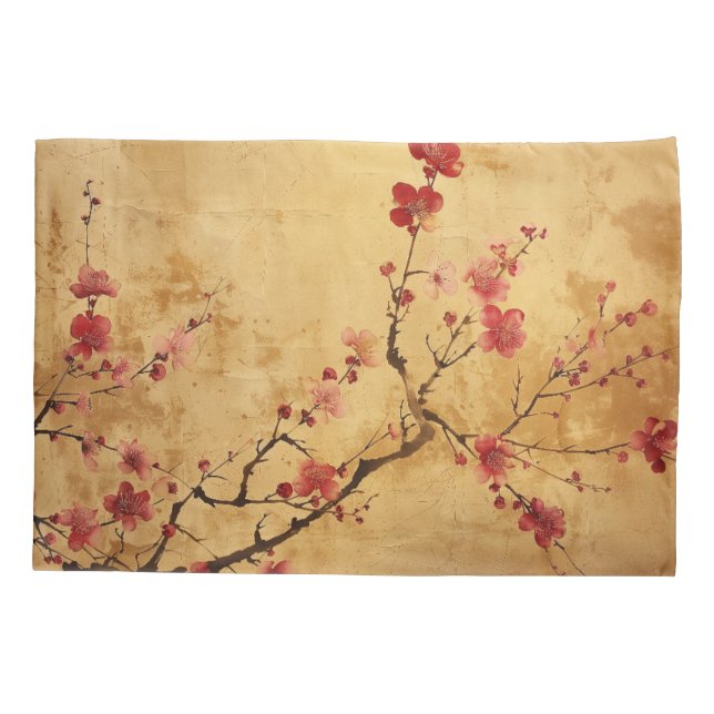 Housse D'oreillers Fleur de cerisier japonaise vintage (Dos)