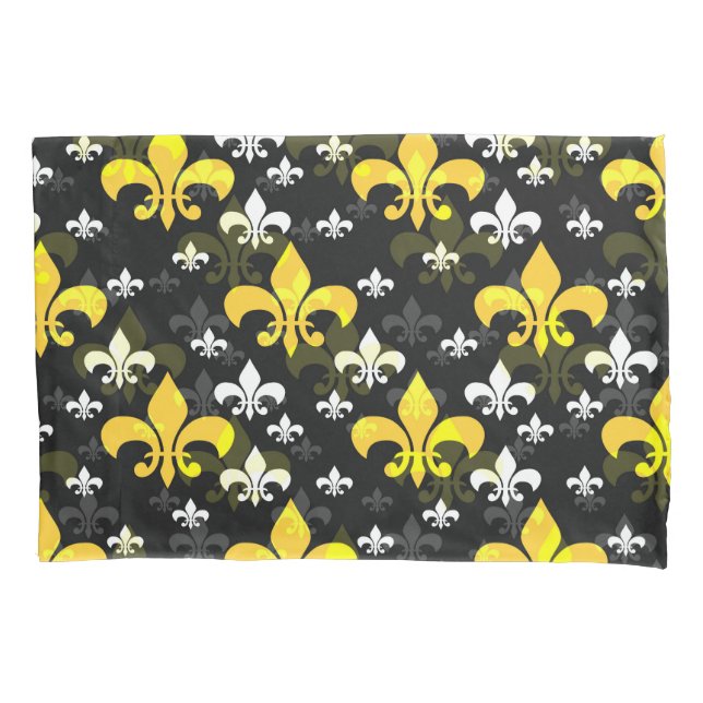 Housse D'oreillers Fleur De Lis Blanche Jaune  (devant)