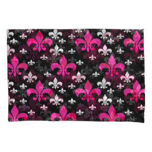 Housse D'oreillers Fleur De Lis Rose Blanc