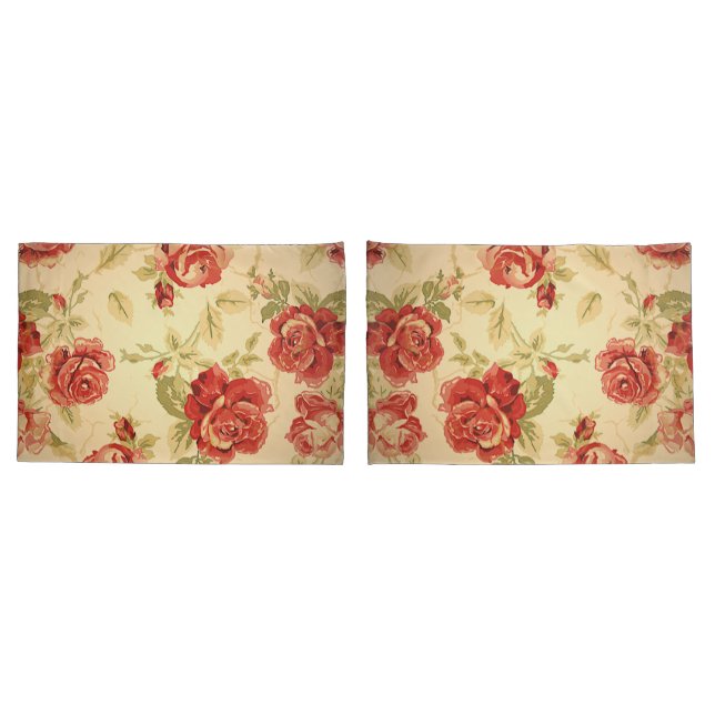 Housse D'oreillers Fleur de rose rouge antique (Dos-Set)