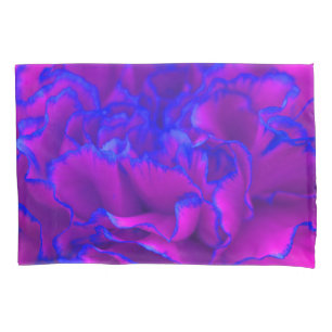 Housse D'oreillers Fleur gras Fuschia rose et bleu oeillet
