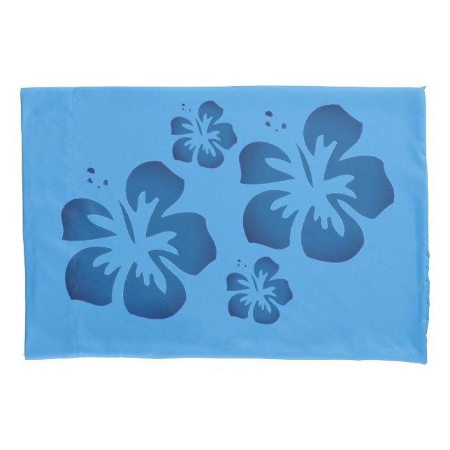 Housse D'oreillers Fleur Hawaïenne Bleue  (devant)
