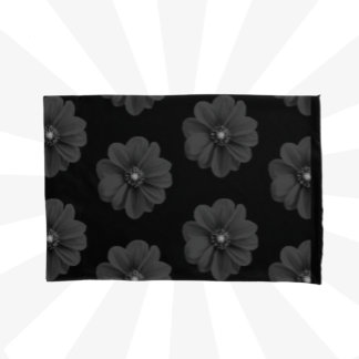 Housse D'oreillers "Fleur illustrée en Motif gris-noir"