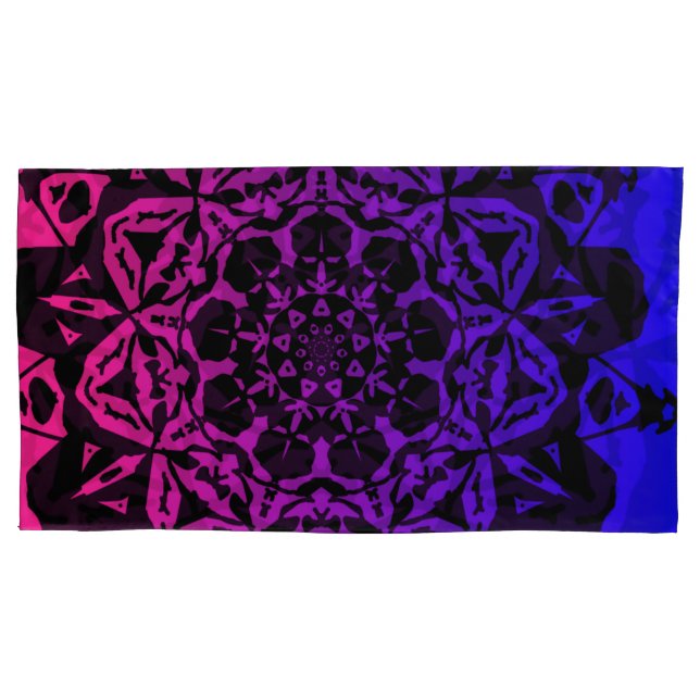 Housse D'oreillers fleur Mandala rose et violet (devant)