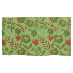 Housse D'oreillers Fleur motif, branche, feuille fleurie verte sans s