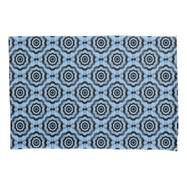 Housse D'oreillers Fleur noire bleue Motif sans couture (devant)