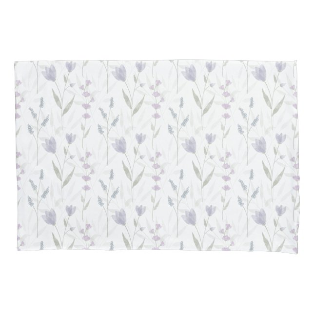 Housse D'oreillers Fleur sauvage aquarelle bleu violet  (devant-gauche)