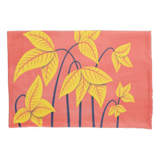 Housse D'oreillers Fleurs Abstraites Coral Jaune Floral Art géométriq