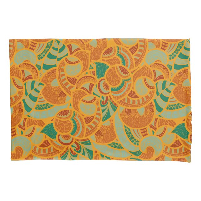 Housse D'oreillers Fleurs abstraites sans coutures mignonnes orange (devant-gauche)
