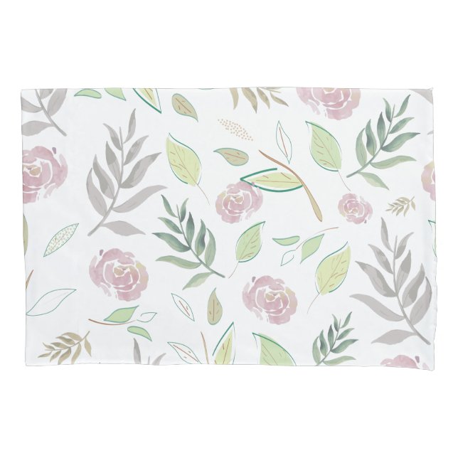 Housse D'oreillers Fleurs aquarelles festives (devant-gauche)