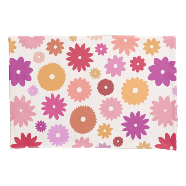 Housse D'oreillers Fleurs Colorées Grand Motif (devant)
