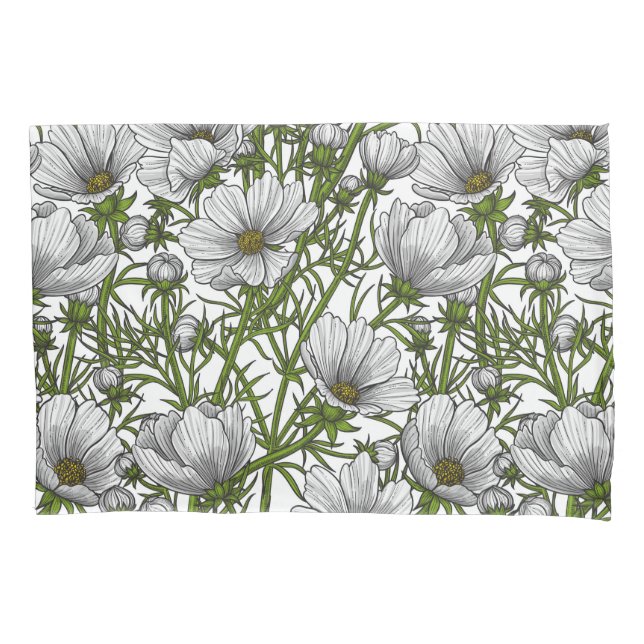 Housse D'oreillers Fleurs cosmos blanches (devant-gauche)