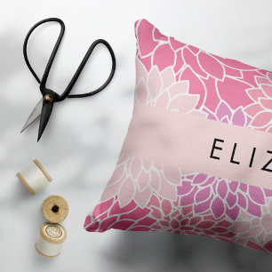 Housse D'oreillers Fleurs Dahlia Roses, Motif De Fleurs, Votre Nom