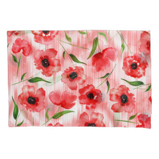 Housse D'oreillers Fleurs d'aquarelle : ikat de pavot.