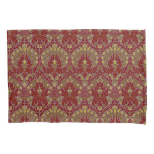 Housse D'oreillers Fleurs d'Automne Vintage Rouge Or William Morris