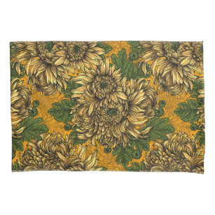 Housse D'oreillers Fleurs de chrysanthème jaune