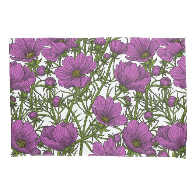 Housse D'oreillers Fleurs de cosmos violet (devant-gauche)