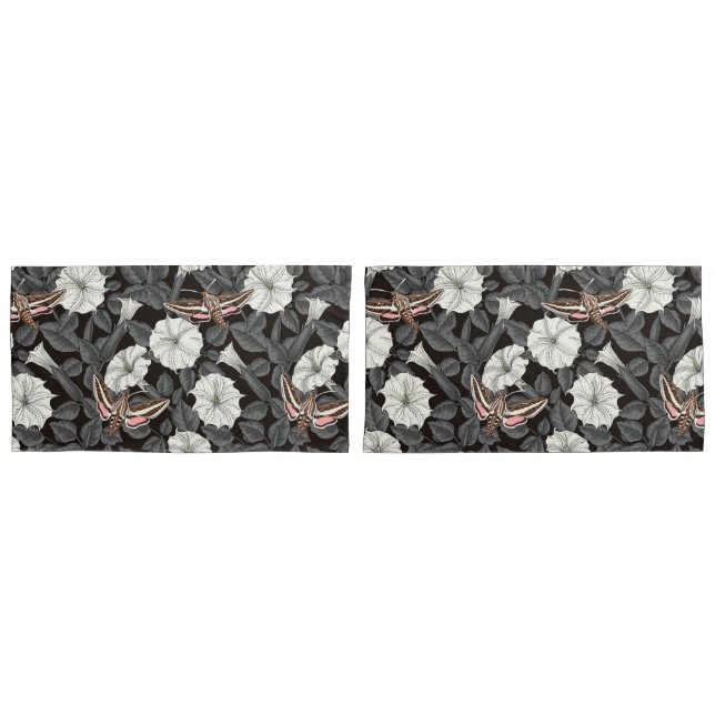Housse D'oreillers Fleurs de lune et sphinx Moths 2 (devant-Set)