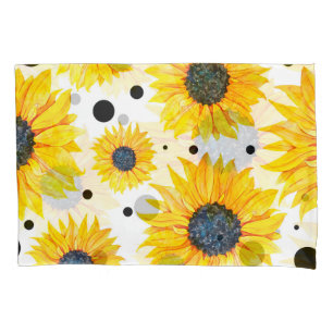 Housse D'oreillers Fleurs de soleil jaunes Motif Arrière - plan blanc