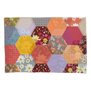 Housse D'oreillers Fleurs d'hexagone colorées Design de revêtement