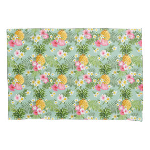 Housse D'oreillers Fleurs et ananas tropicaux