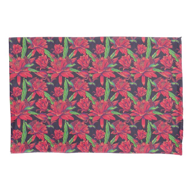 Housse D'oreillers Fleurs et colibris (devant-gauche)