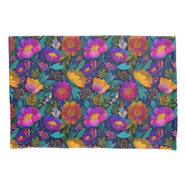 Housse D'oreillers Fleurs exotiques Fleurs Vibrant Motif Tropical (devant)