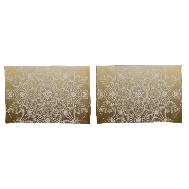 Housse D'oreillers Fleurs, Feuilles, Dentelle Blanche Floral Mandala  (devant-Set)