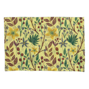 Housse D'oreillers Fleurs florales sans coutures motifs, feuilles, br