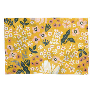 Housse D'oreillers Fleurs Jardin : Charme Vintage Jaune.
