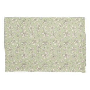 Housse D'oreillers Fleurs jetées sur vert olive - motif sans soudure.