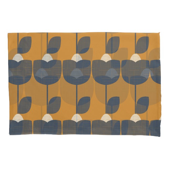 Housse D'oreillers Fleurs modernes rétro : Scandinave Géométrique. (devant)