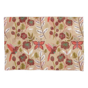 Housse D'oreillers Fleurs motifs florales sans soudure, oiseaux, papi