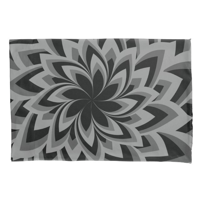 HOUSSE D'OREILLERS FLEURS NOIRES ET BLANCHES (devant)