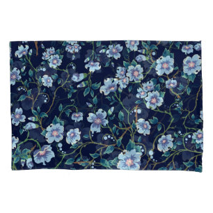 Housse D'oreillers Fleurs pour enfants : bleu foncé transparent