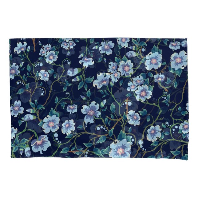 Housse D'oreillers Fleurs pour enfants : bleu foncé transparent (devant)