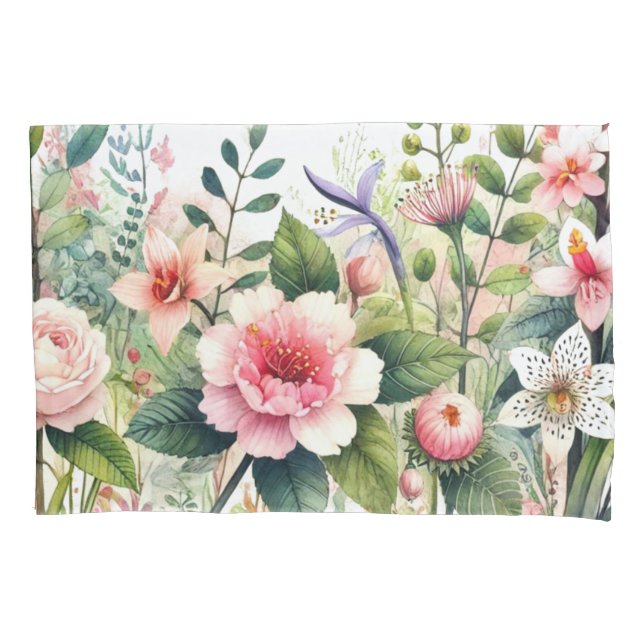Housse D'oreillers Fleurs roses floral  (devant)