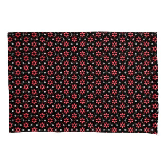 Housse D'oreillers Fleurs rouges (devant)