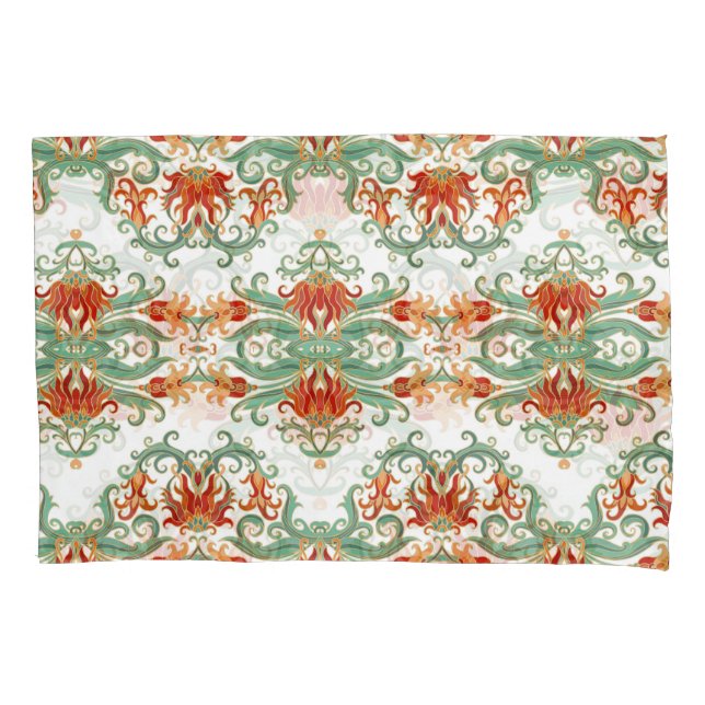 Housse D'oreillers Fleurs rouges style chinois (devant)
