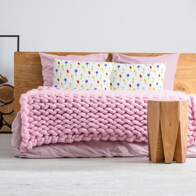 Housse D'oreillers Fleurs sauvages aquarelle (Créateur téléchargé)