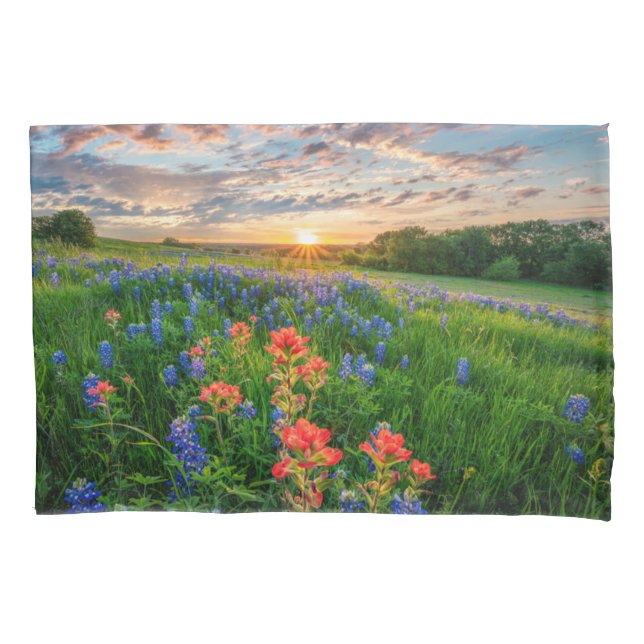 Housse D'oreillers Fleurs | Texas Bluebonnets & Indian Paintbrush (devant)