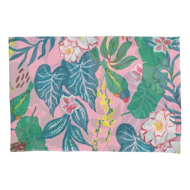 Housse D'oreillers Fleurs tropicales Abstraites, motif de guache pein (devant)