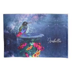 Housse D'oreillers Fleurs tropicales, colibri, papillon et étoiles