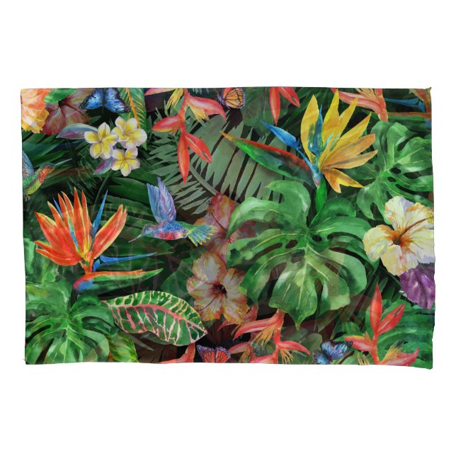 Housse D'oreillers Fleurs tropicales : Motif d'aquarelle exotique (devant)
