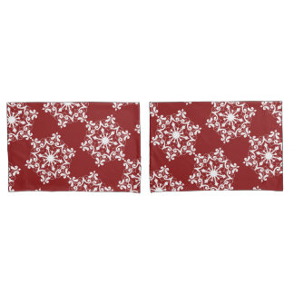 Housse D'oreillers Flocon De Neige Blanc Sur Le Rouge De Crison