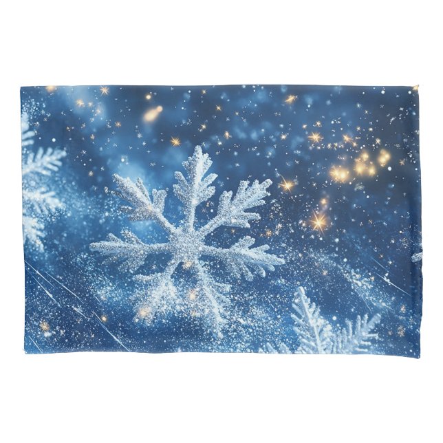 Housse D'oreillers Flocons de neige scintillants Noël d'hiver (devant)