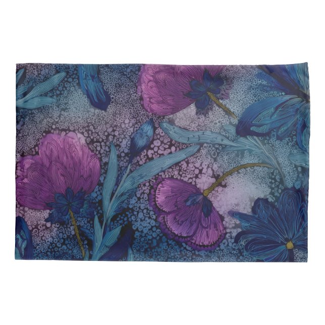 Housse D'oreillers floral fuchsia (Dos)