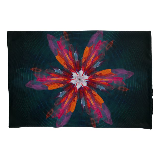 Housse D'oreillers Flore Mandala Flowers Orange Red Blue Abstract (devant)